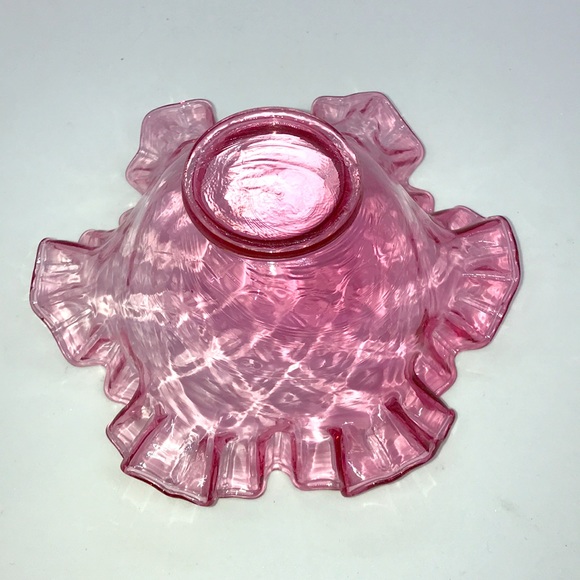 Vintage Hand Blown Pink Cranberry Glass Bowl - Picture 4 of 4